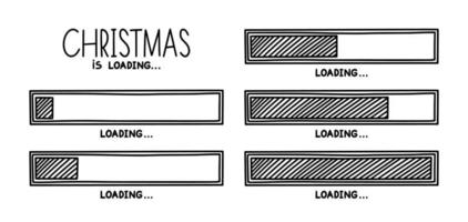 Christmas 2022 progress loading bar. Infographics design element with status of completion. Hand drawn vector illustration