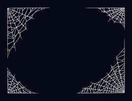 Spider web corbers isolated on black background. Frame with Halloween cobwebs. Vector illustration