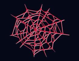 Spider web isolated on dark background. Spooky Halloween cobwebs with red threads. Vector illustration