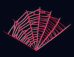 Spider web isolated on dark background. Spooky Halloween cobwebs with red threads. Vector illustration