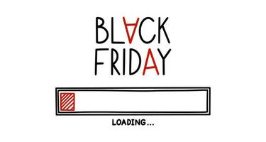 Black friday loading bar. Infographics design element with status of sale start. Hand drawn vector illustration