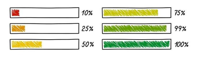 Progress loading bar. Infographics design element with status of completion. Hand drawn vector illustration