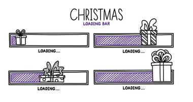 Christmas 2022 progress loading bar. Infographics design element with status of completion. Hand drawn vector illustration