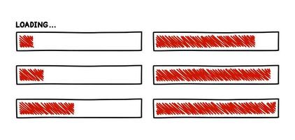 Progress loading bar. Infographics design element with status of completion. Hand drawn vector illustration