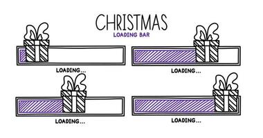 Christmas 2022 progress loading bar. Infographics design element with status of completion. Hand drawn vector illustration