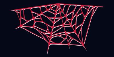 Spider web isolated on dark background. Spooky Halloween cobwebs with red threads. Vector illustration