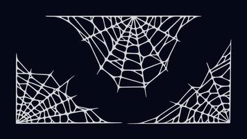 Corbers de tela de araña aislado sobre fondo negro. marco con telarañas de halloween. ilustración vectorial vector