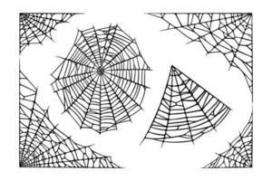 Spider web set isolated on white background. Outline Halloween cobwebs. Vector illustration