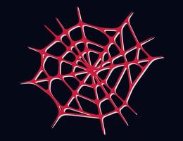 Spider web isolated on dark background. Spooky Halloween cobwebs with red threads. Vector illustration