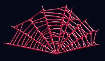 Spider web isolated on dark background. Spooky Halloween cobwebs with red threads. Vector illustration