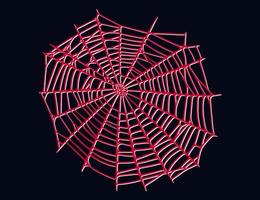 Spider web isolated on dark background. Spooky Halloween cobwebs with red threads. Vector illustration