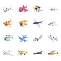 Pack of Aircraft Isometric Icons vector