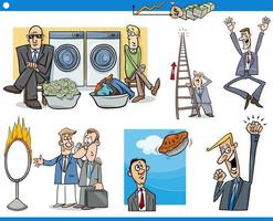 cartoon business concepts and people characters set vector