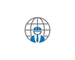 Global Worker And World Labor Logo Design Vector Concept.