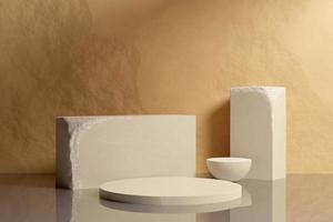 Beige sandstone podium mockup photo