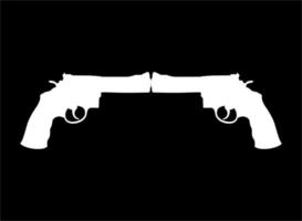 Silhouette of Double Gun, Pistol for Logo, Pictogram, Website or Graphic Design Element. Vector Illustration