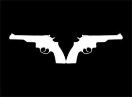 Silhouette of Double Gun, Pistol for Logo, Pictogram, Website or Graphic Design Element. Vector Illustration