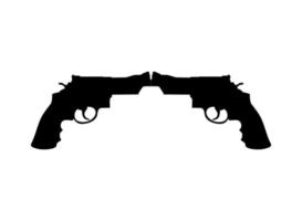 Silhouette of Double Gun, Pistol for Logo, Pictogram, Website or Graphic Design Element. Vector Illustration