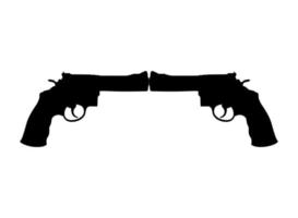 Silhouette of Double Gun, Pistol for Logo, Pictogram, Website or Graphic Design Element. Vector Illustration