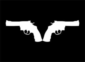 Silhouette of Double Gun, Pistol for Logo, Pictogram, Website or Graphic Design Element. Vector Illustration