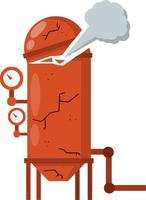 Red tank with pipe and dial. Element of house, bath and toilet system. Cartoon flat illustration. vector