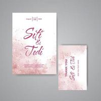 Wedding invitation with abstract watercolor background vector