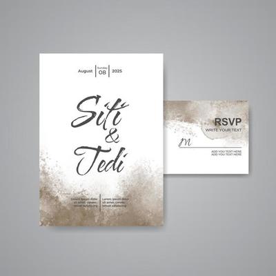 Wedding invitation with abstract watercolor background