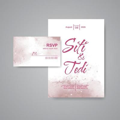 Wedding invitation with abstract watercolor background