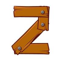 Wooden number 2. Cartoon wooden plank in Two digit. vector