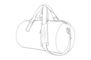 bolsa de viaje de lona de arte lineal con fondo blanco vector