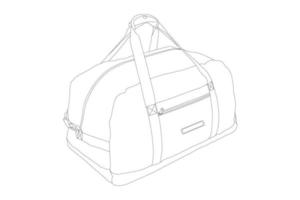 bolsa de viaje de lona de arte lineal con fondo blanco vector