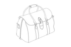 bolsa de viaje de lona de arte lineal con fondo blanco vector