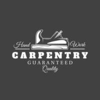 Carpentry label isolated on black background vector