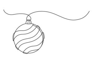 Continuous one line drawing of Christmas ball vector