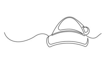 Continuous one line drawing of Christmas caps vector