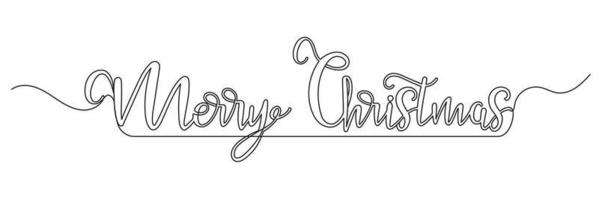 Continuous single line drawing of lettering Merry christmas vector