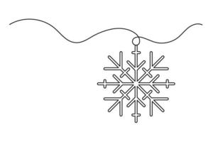 Continuous one line drawing of Christmas snowflake vector