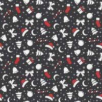 Seamless pattern with a christmas theme isolated on a dark background. Flat style. Vector illustration