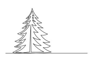 Continuous one line drawing of the Christmas tree vector