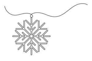 Continuous one line drawing of Christmas snowflake vector