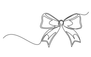 Continuous one line drawing of a Christmas bow vector