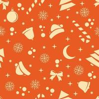 Seamless pattern with a christmas theme isolated on a orange background vector