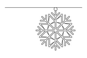 Continuous one line drawing of Christmas snowflake vector