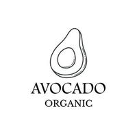 Avocado doodle outline icon. Logo organic fruit and vegetable illustration. vector