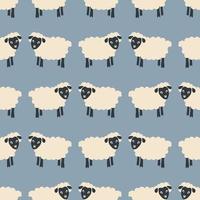 Sheeps doodle background. Flat illustration of sheeps seamless pattern vector