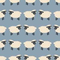 Sheeps doodle background. Flat illustration of sheeps seamless pattern vector