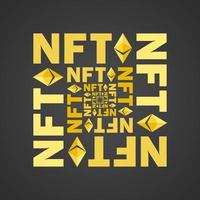NFT token in crypto artwork. Banner Non-fungible token. NFT  non fungible token in blockchain technology in digital crypto art. ERC20 cryptocurrency and art vector