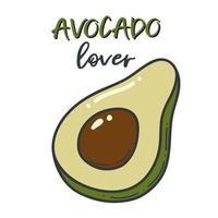 Avocado doodle outline icon. Logo organic fruit and vegetable illustration. vector