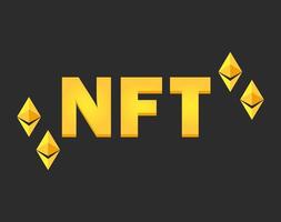 NFT token in crypto artwork. Banner Non-fungible token. NFT  non fungible token in blockchain technology in digital crypto art. ERC20 cryptocurrency and art vector