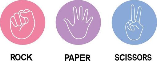 Rock Paper Scissors icon set on white background. vector